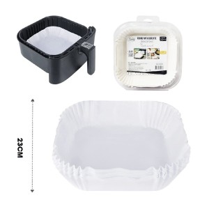 FORMA DE PAPEL QUADRADO DESCARTAVEL 50 FORMAS 23CM X /20CM BRANCA P/AIR FRYER