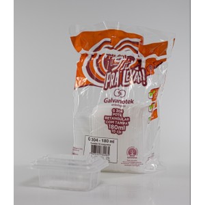 G304 – POTE RETANGULAR 180ML C/TAMPA PC. C/10CJ GALVANOTEK