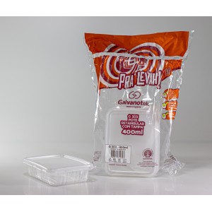 G303 – POTE RETANGULAR 400ML C/TAMPA PC. C/10CJ GALVANOTEK